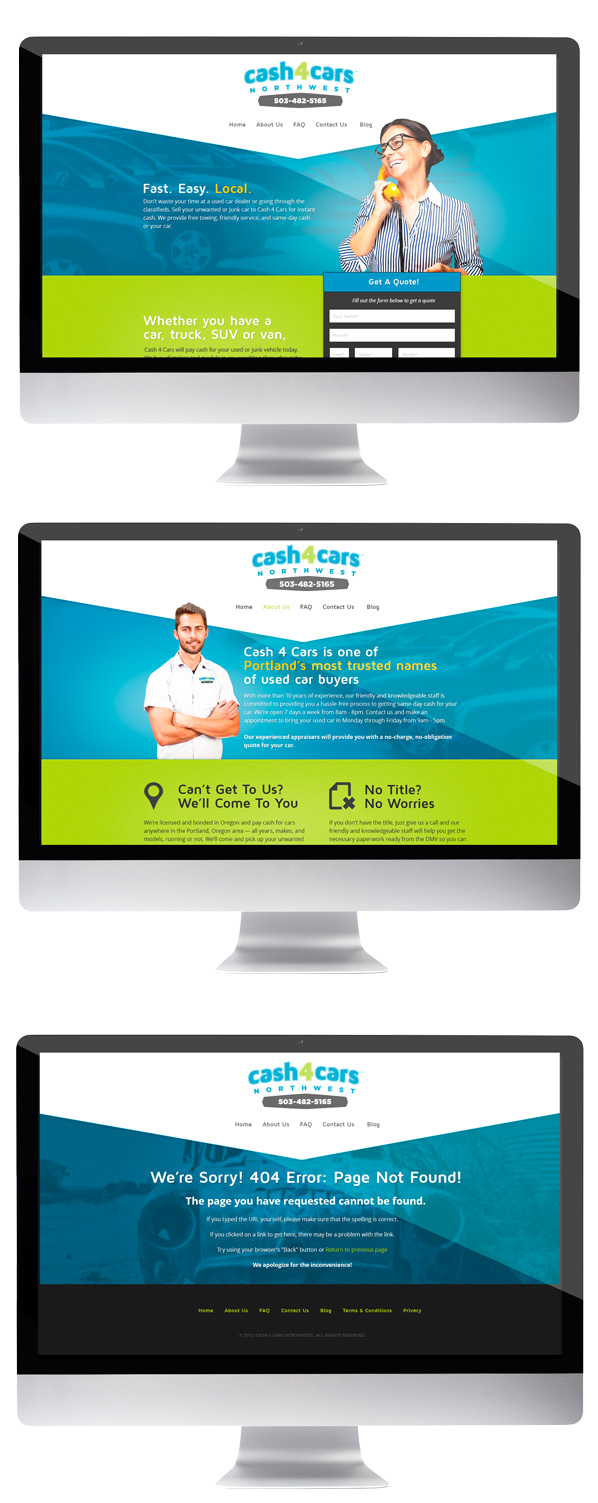 cashforcarsportland-website cash for cars portland web design